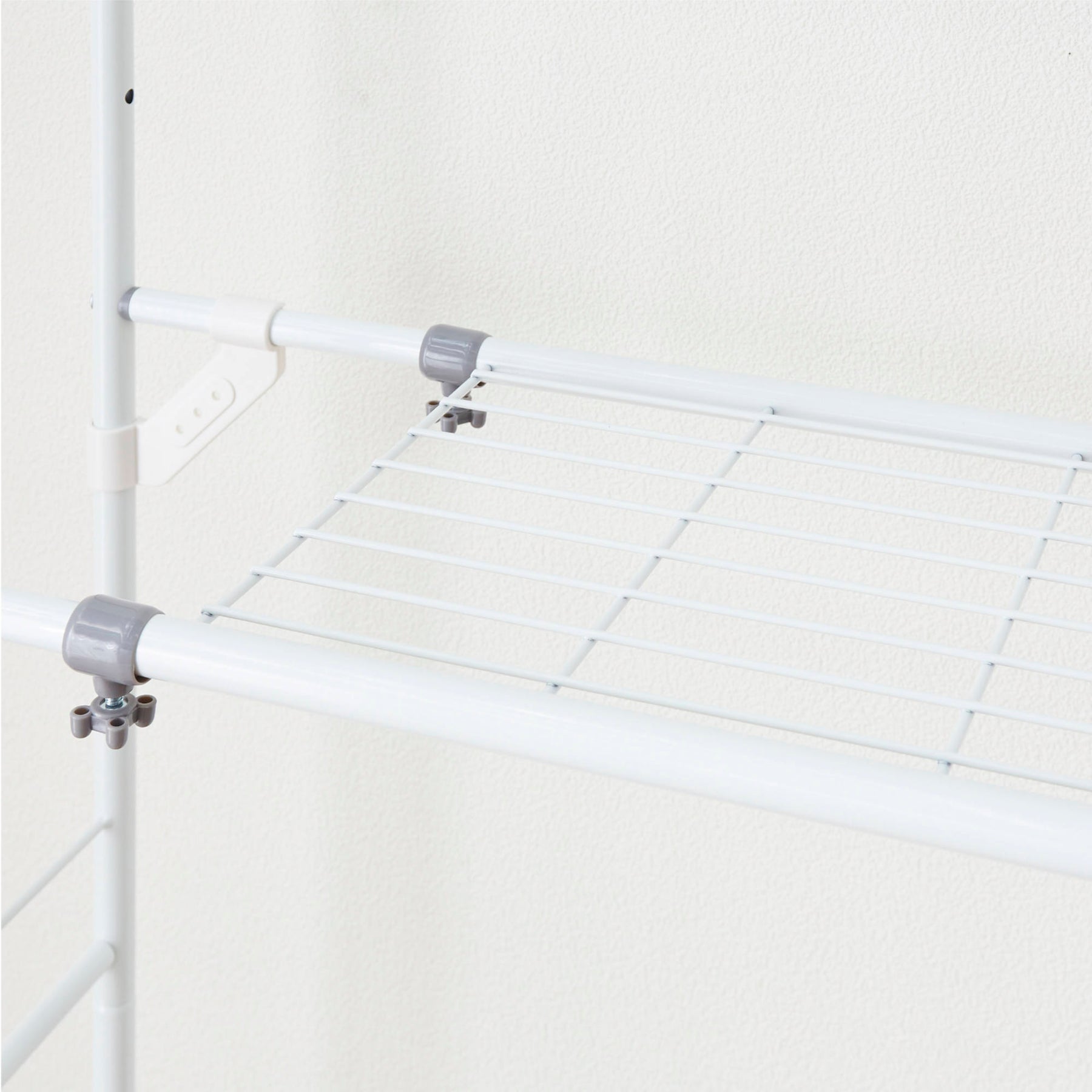 伸縮ランドリーラック ハンガーバー付き 棚3段 ホワイト 幅60〜93cm L-5