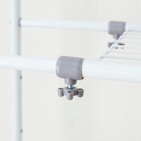 伸縮ランドリーラック ハンガーバー付き 棚3段 ホワイト 幅60〜93cm L-5