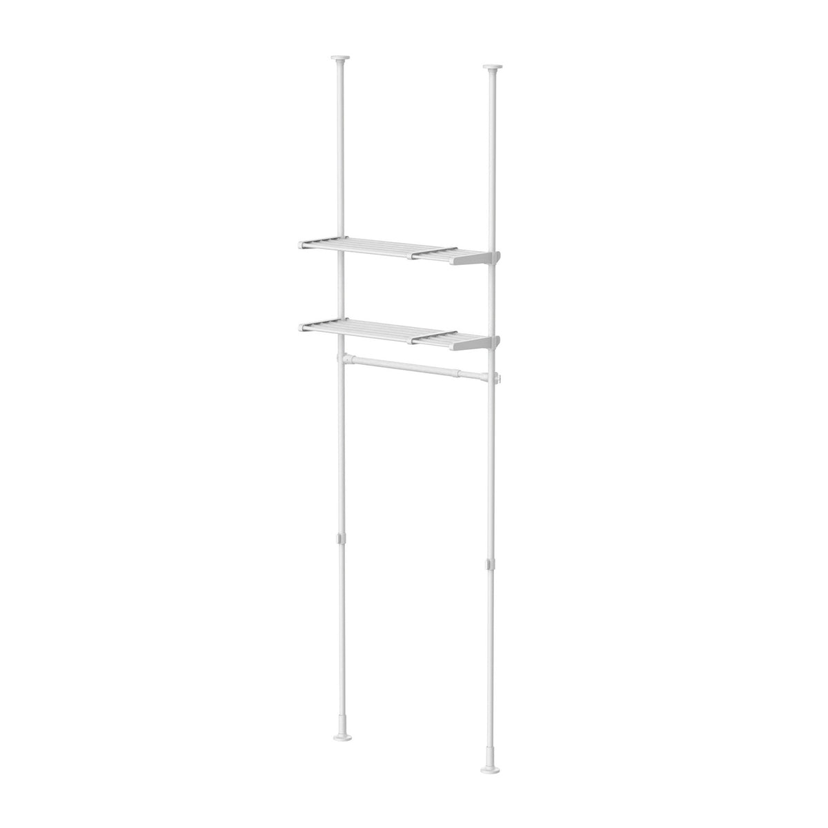 突っ張り伸縮ハンガーラック 棚付 マットホワイト 幅68〜96cm 高さ190〜300cm TNP-50WH