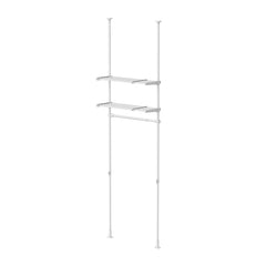 突っ張り伸縮ハンガーラック 棚付 マットホワイト 幅68〜96cm 高さ190〜300cm TNP-50WH