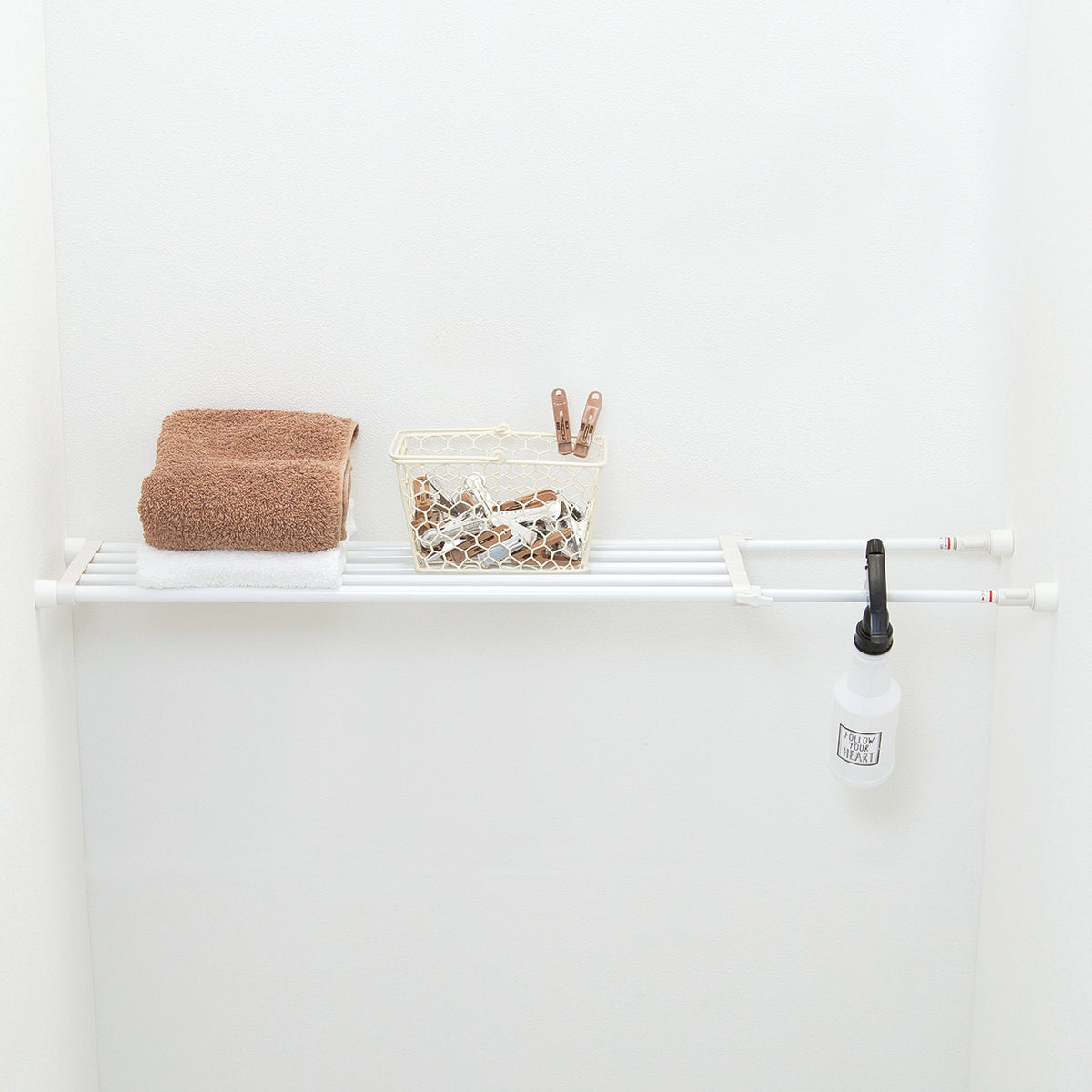 突っ張り棚 ホワイト 耐荷重15〜10kg 幅65〜93cm TS-65