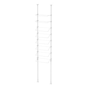 突っ張りシューズラック マットホワイト 16足用 幅57cm 高さ190〜300cm TSR-57WH
