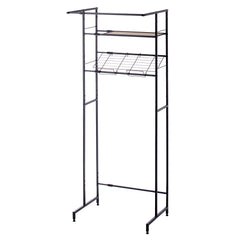 伸縮ランドリーラック バスケット台付き 幅64～82cm／マットブラック HSR-4BK