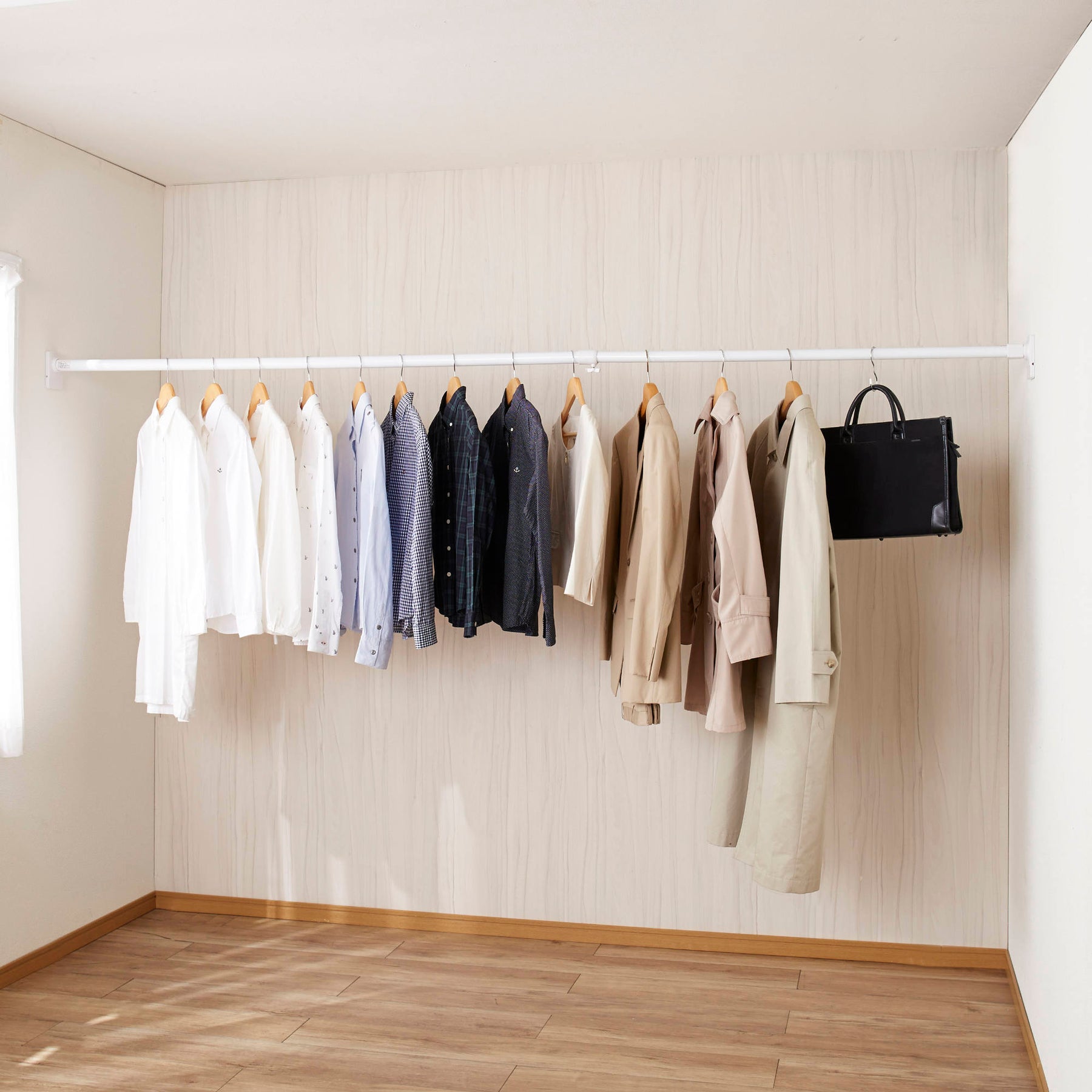 突っ張り棒 強力極太 ホワイト 耐荷重55〜12kg 幅178〜283cm NGP-175