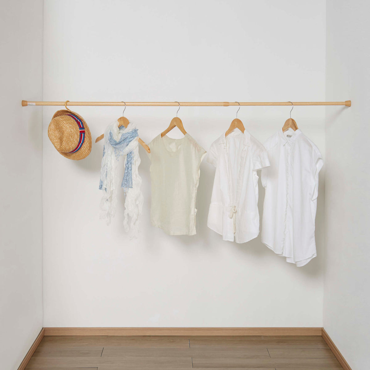 突っ張り棒 木目 耐荷重10〜6kg 幅110〜190cm NSM-11