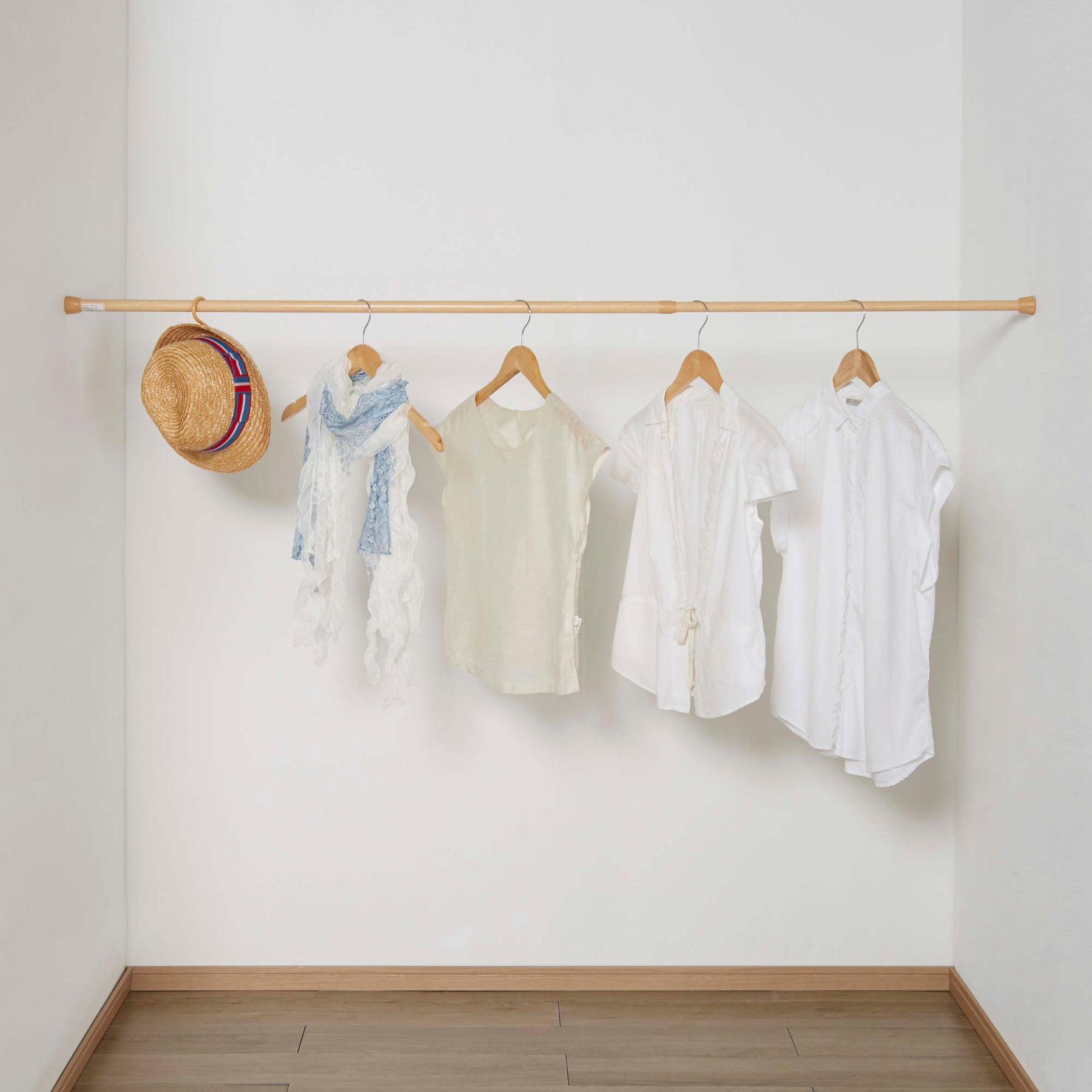 突っ張り棒 木目 耐荷重10〜6kg 幅110〜190cm NSM-11