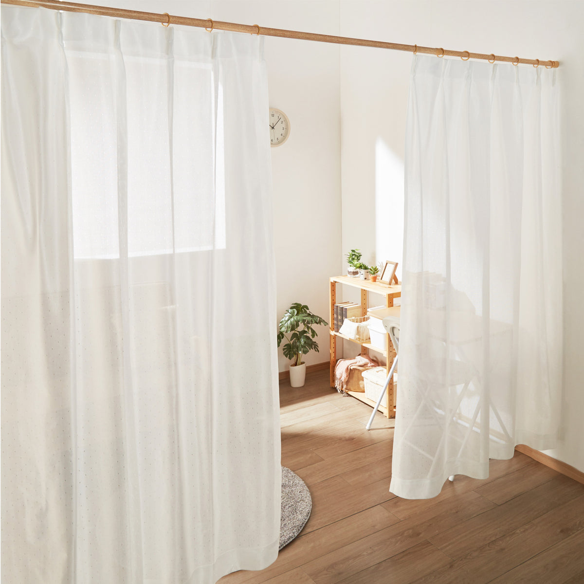 突っ張り棒 木目 耐荷重5〜3kg 幅175〜280cm NSM-12