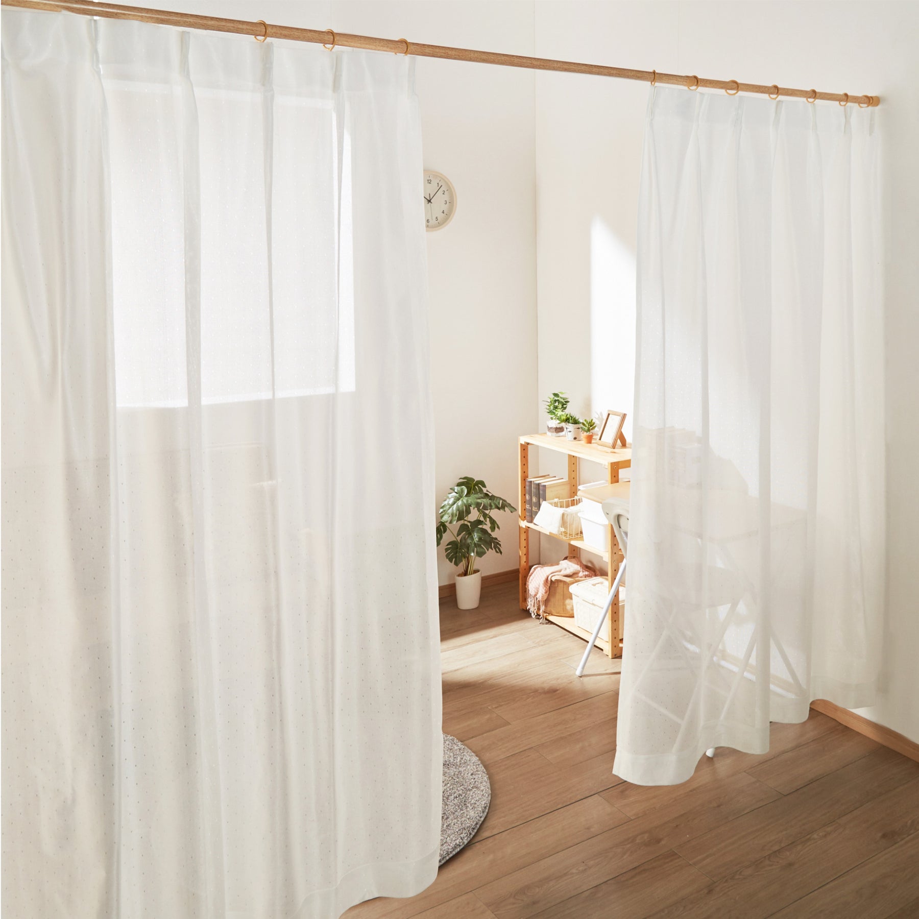 突っ張り棒 木目 耐荷重5〜3kg 幅175〜280cm NSM-12