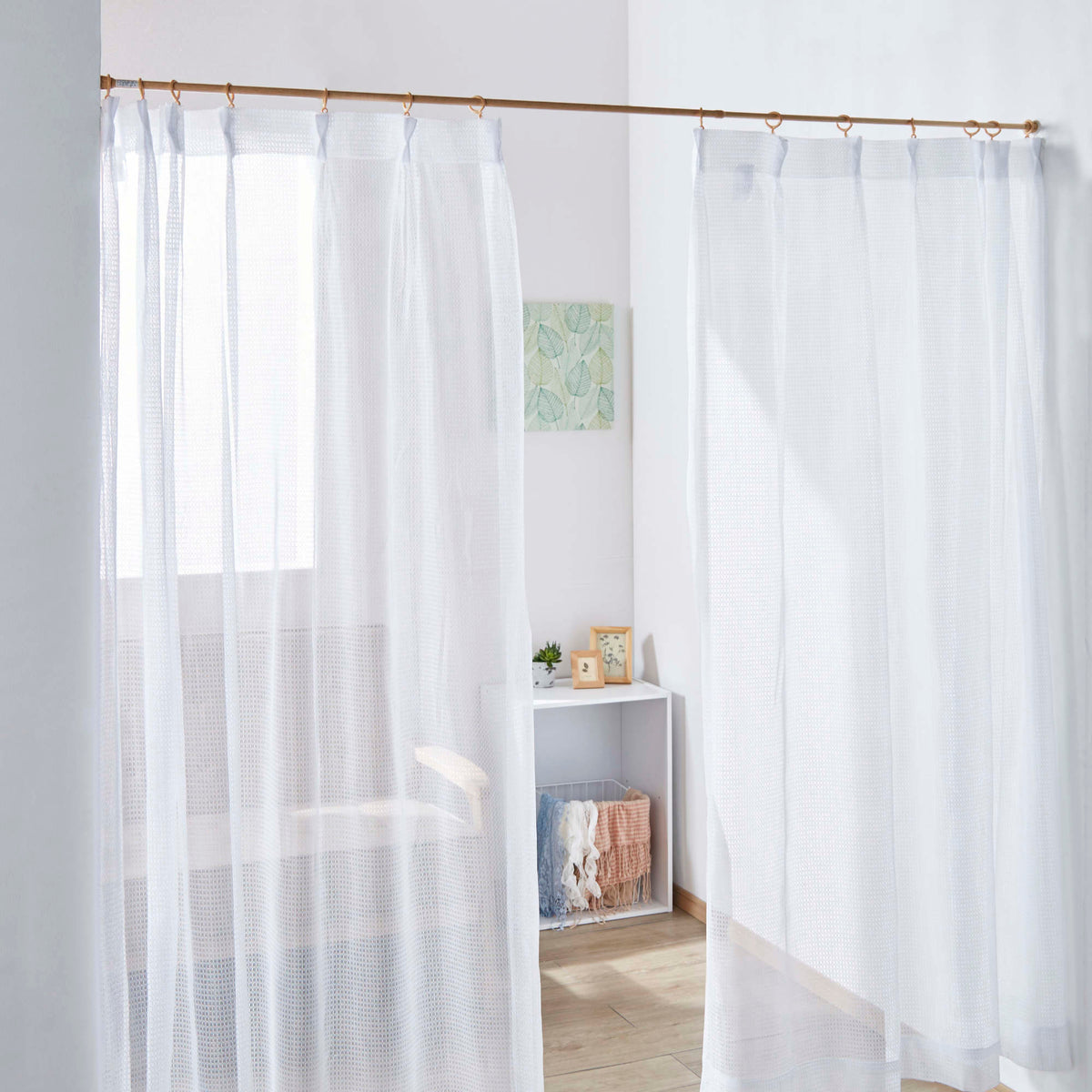 突っ張り棒 木目 耐荷重5〜1kg 幅110〜190cm NSM-5