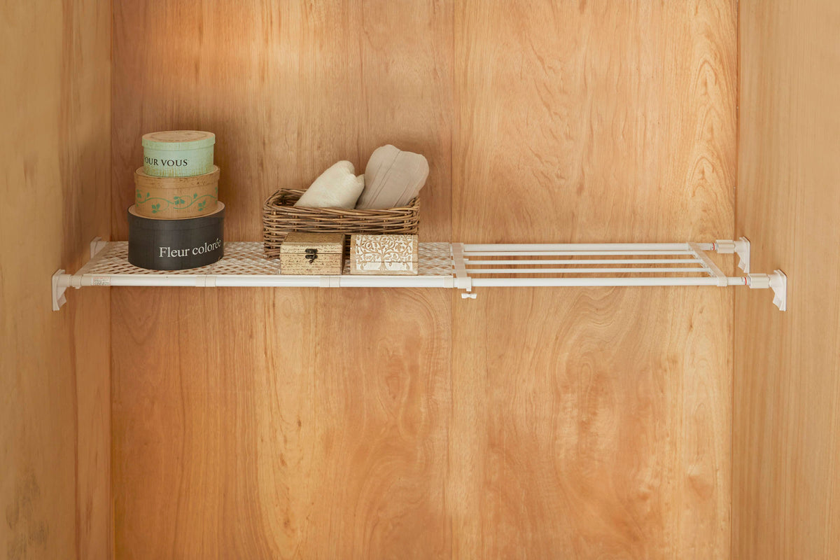 突っ張り棚 超強力 ワイド メッシュ ホワイト 耐荷重50〜18kg 幅118〜190cm RB-12