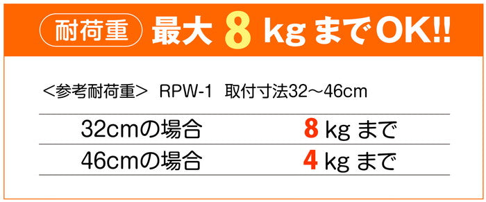 突っ張り棒 ホワイト 耐荷重8〜4kg 幅32〜46cm RPW-1