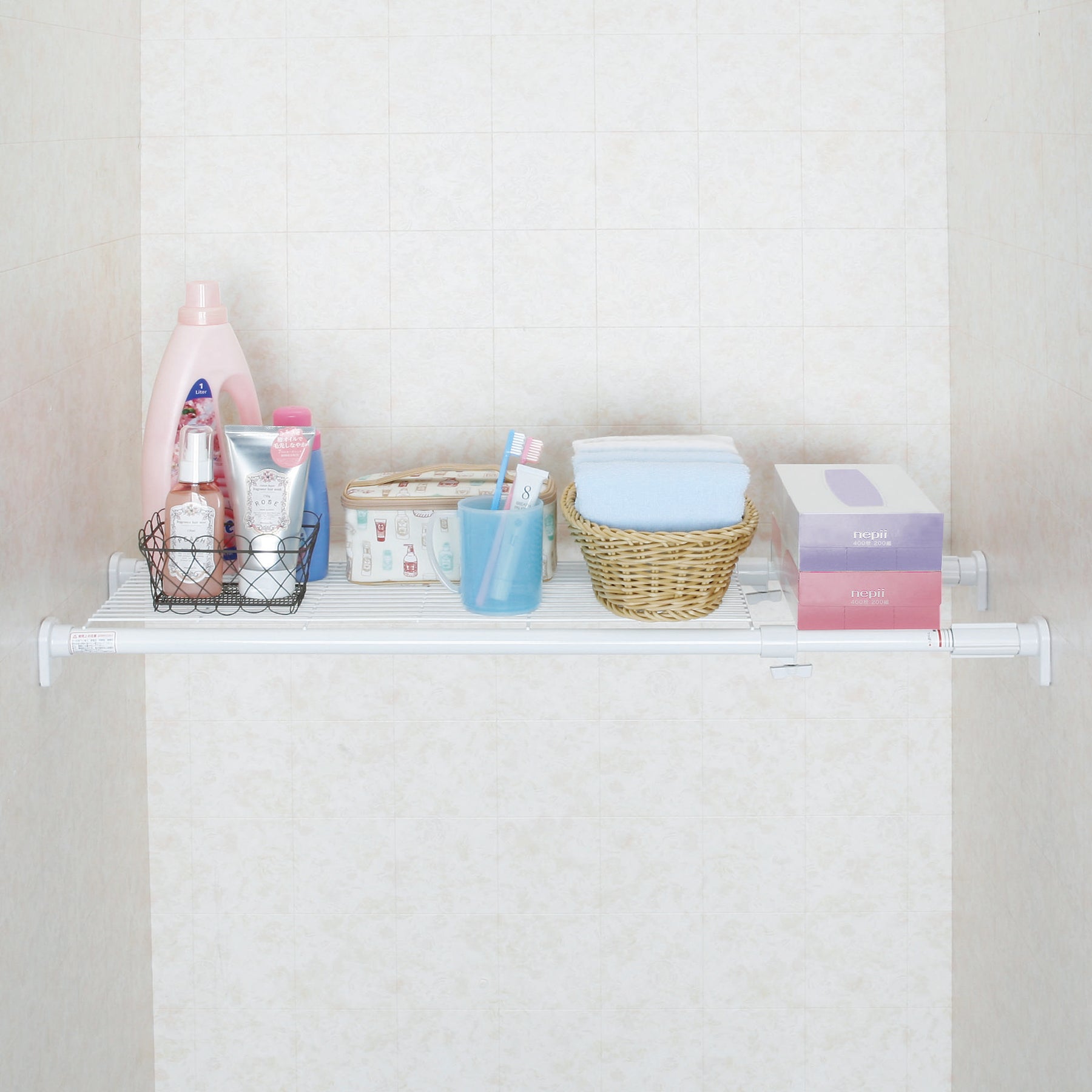 突っ張り棚 強力  ホワイト 耐荷重50〜30kg 幅73〜112cm TAI-2