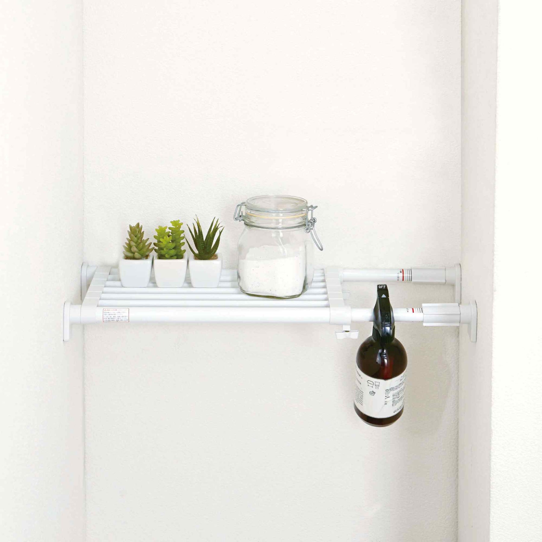 突っ張り棚 強力 ミニ ホワイト 耐荷重50〜30kg 幅50〜73cm TAI-8